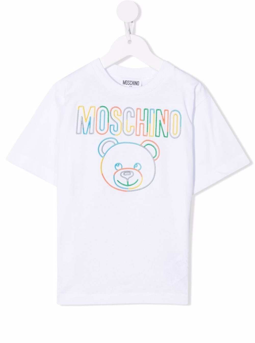 Moschino Kids Girls White Cotton T-shirt With Multicolor Logo