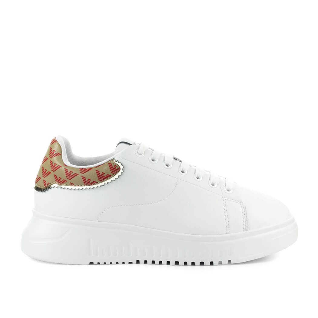 Emporio Armani Monogram White Beige Red Sneaker