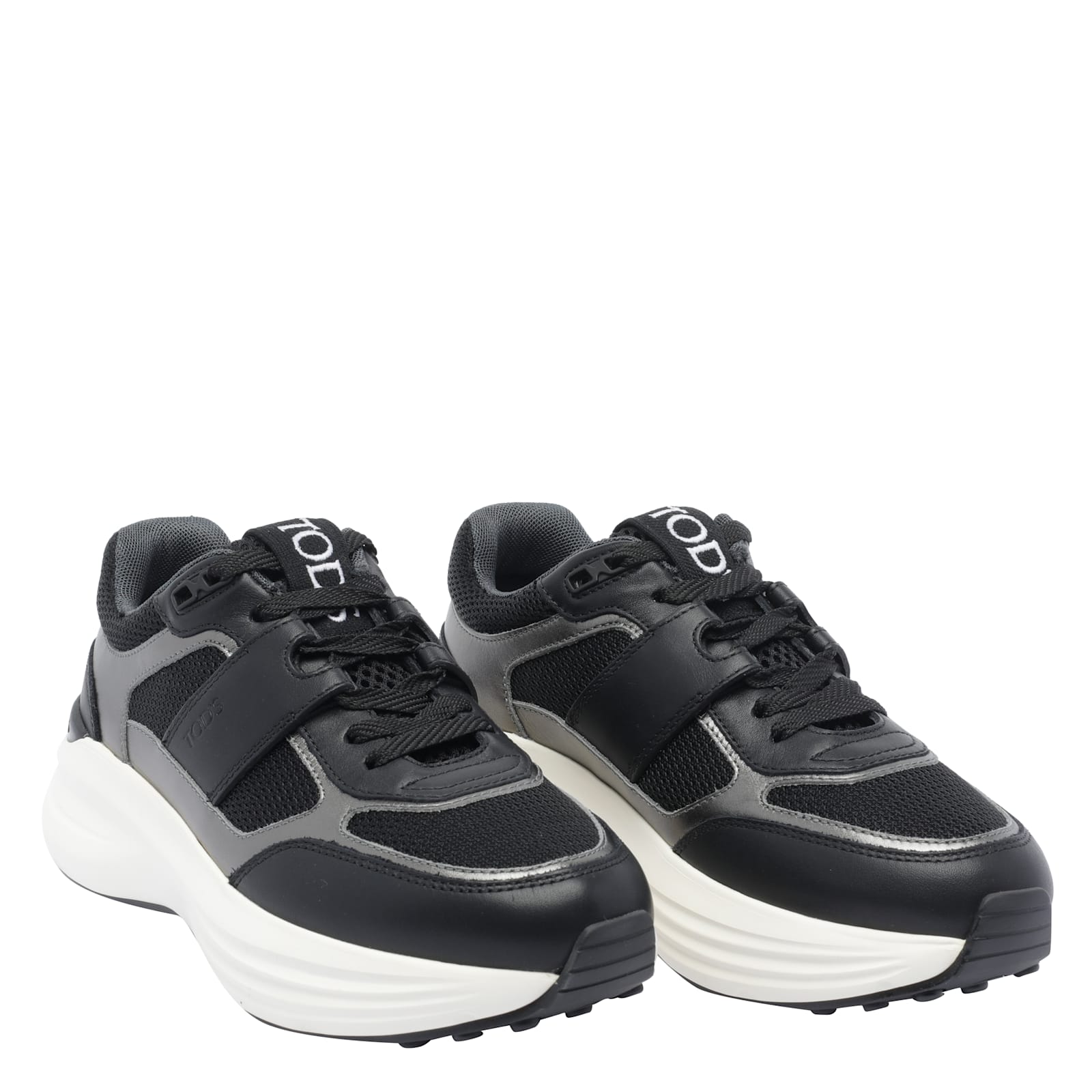 Tod's Grey Leather And Technical Fabric Sneakers In Multi