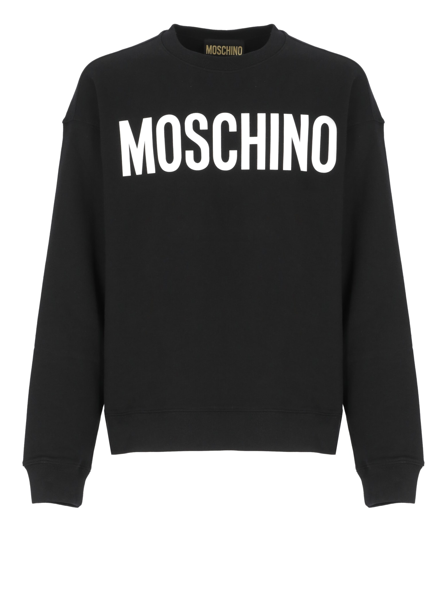 Shop Moschino Cotton Logoed Sweatshirt In Black