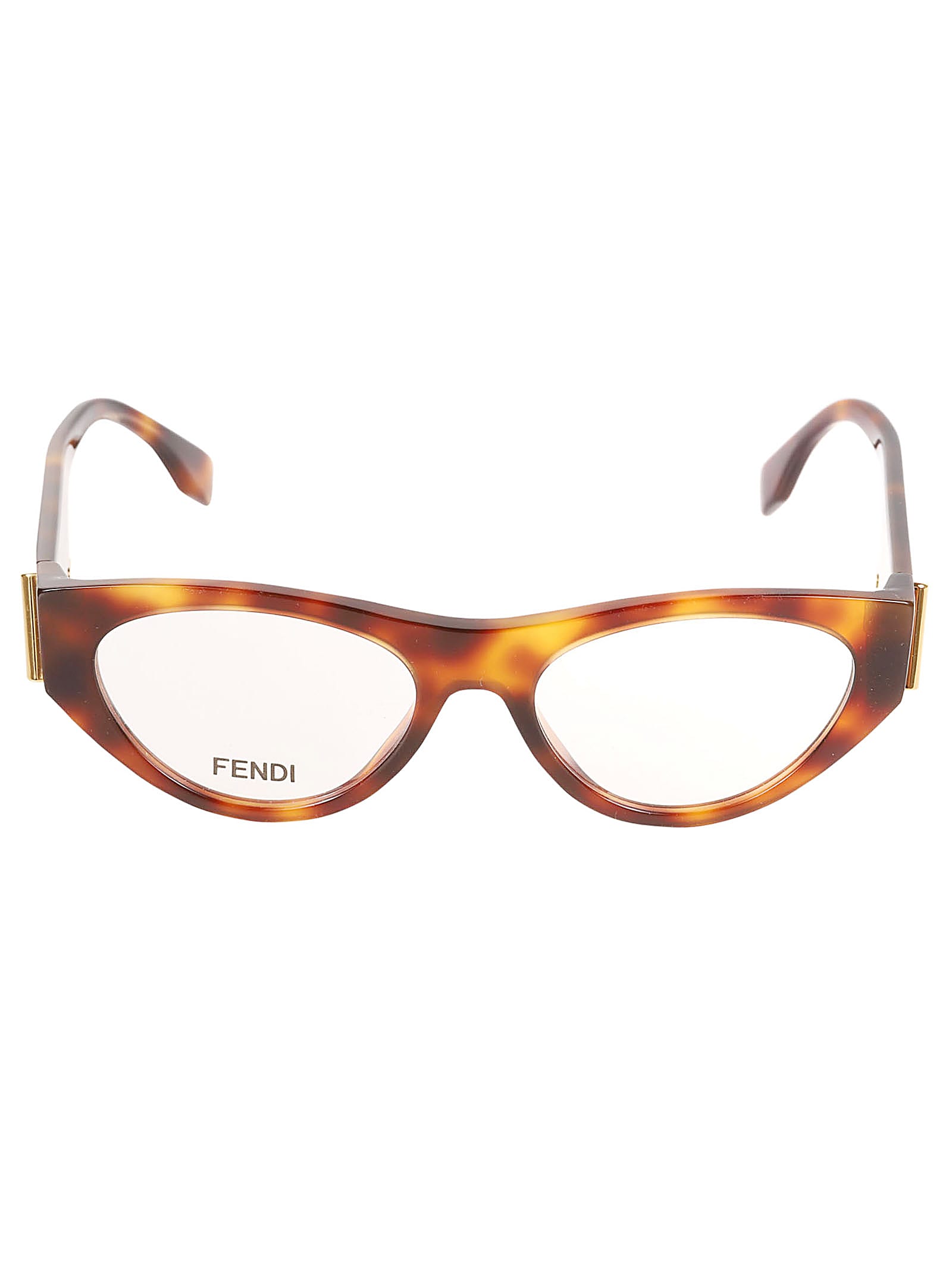 Fendi Cat-eye Metal Logo Sided Glasses In 053 - Havana