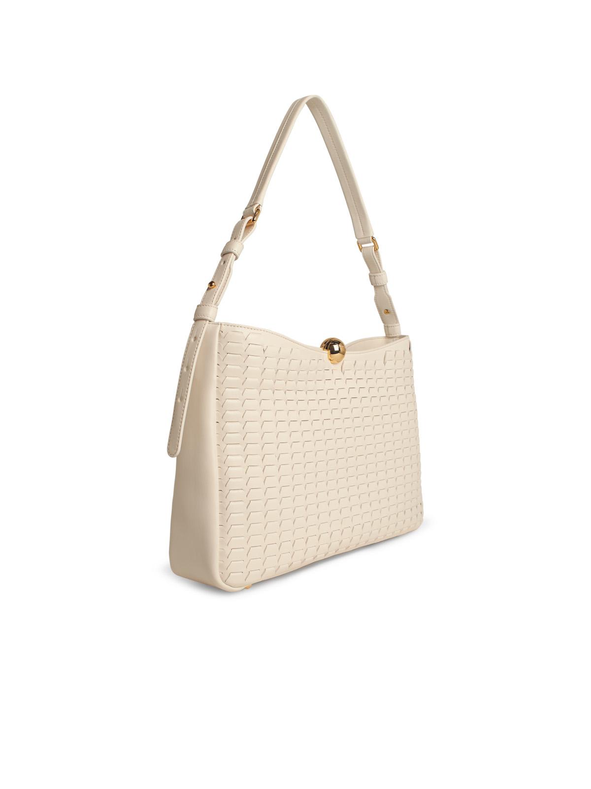 Furla Cream Leather Large Sfera Soft Bag In White