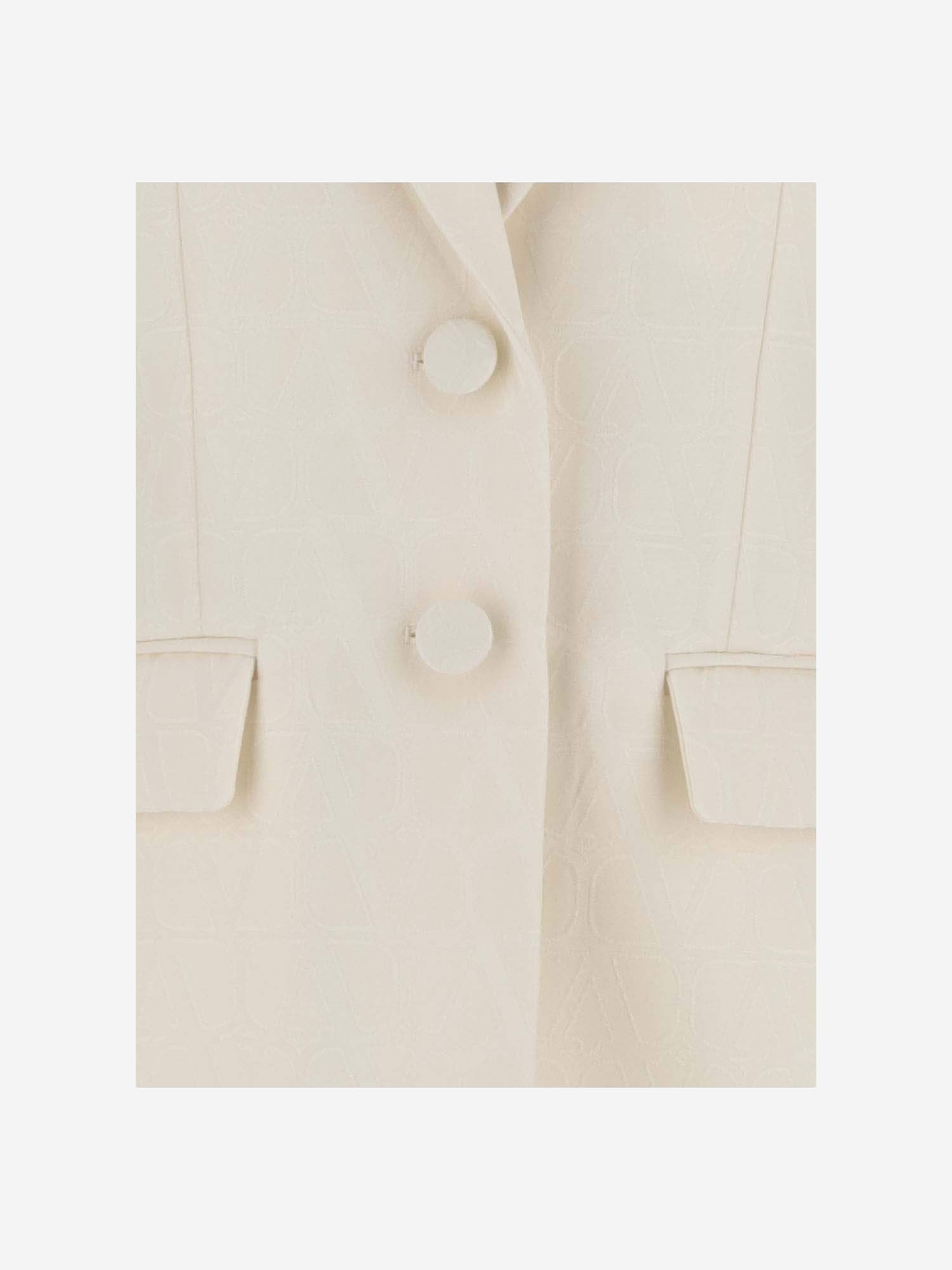 Shop Valentino Crepe Couture Toile Iconographe Blazer In White