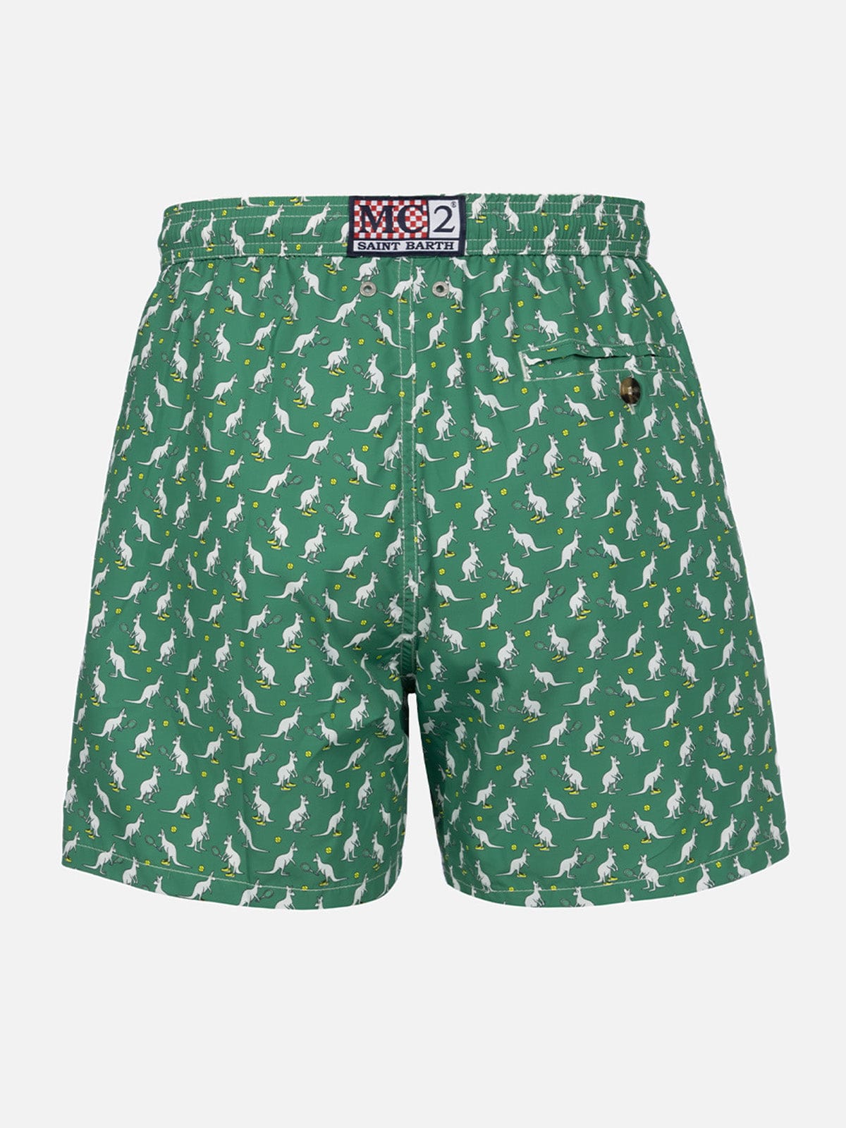 Mc2 Saint Barth Man Lightweight Fabric Swim-shorts Lighting Micro Fantasy With Australian Brand Logo Print Australia In Green