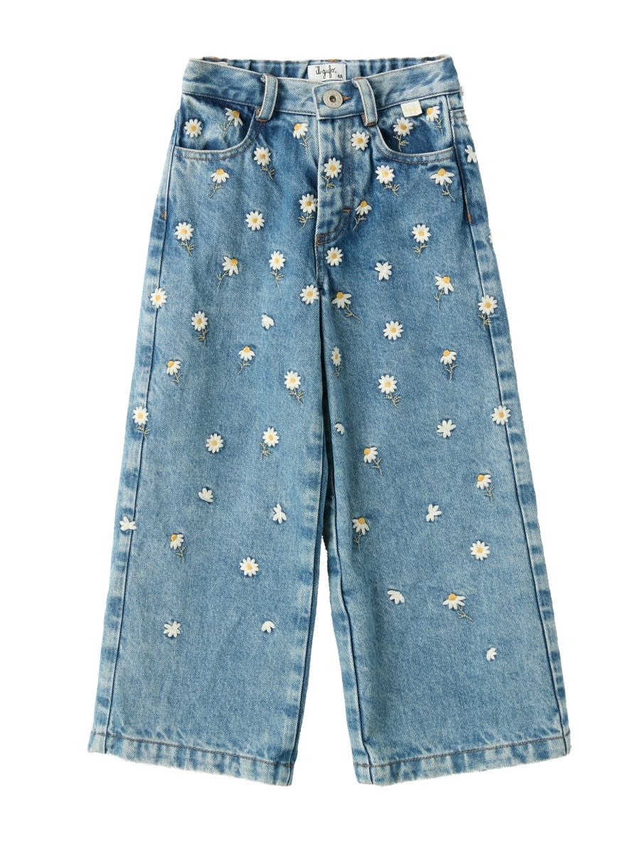 Il Gufo Floral-embroidered Jeans