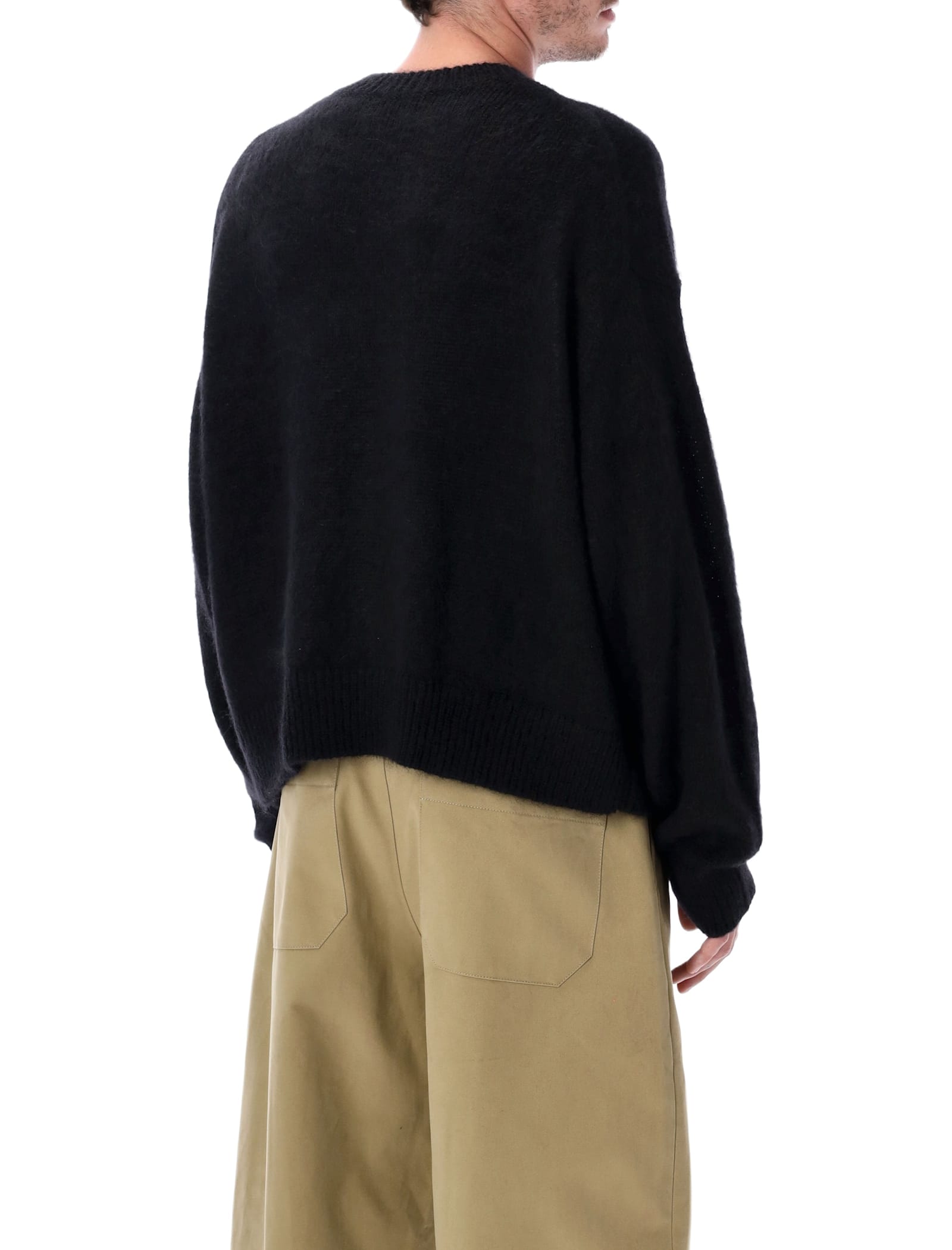 Studio Nicholson Wynn Black Superkid Mohair Crewneck Sweater In Black