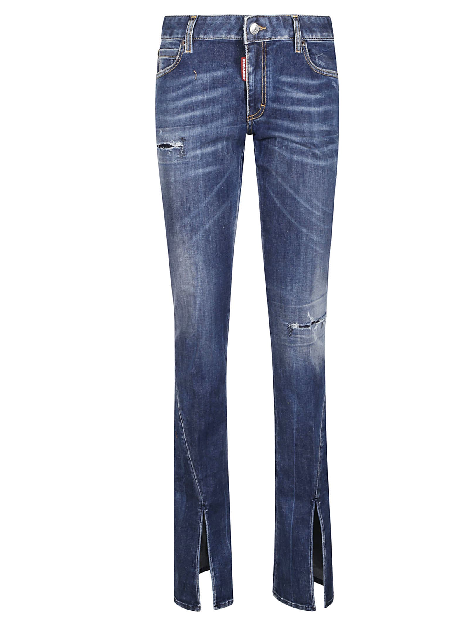 Shop Dsquared2 Icon Trumpet Jeans In Navy Blue