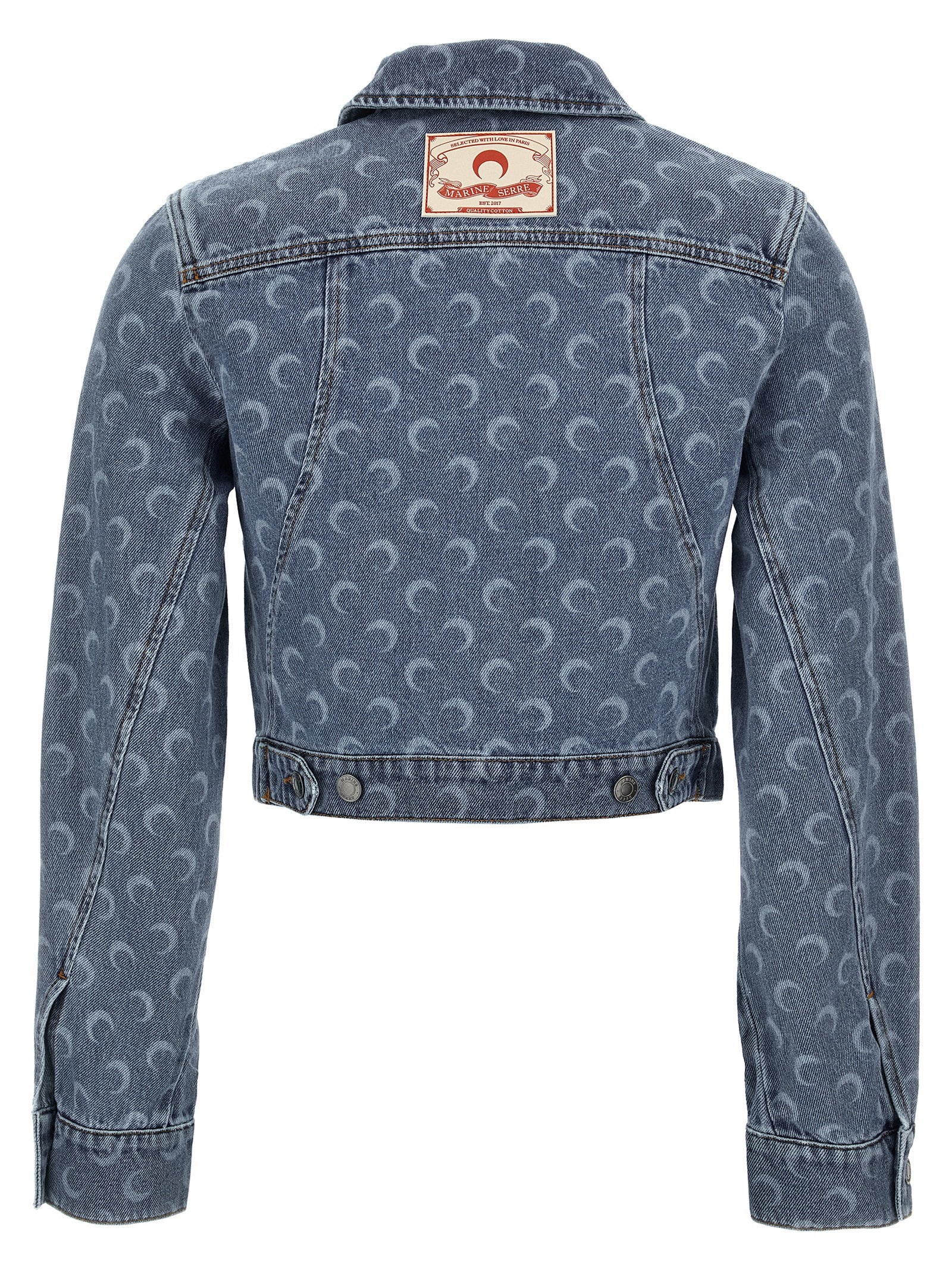 Shop Marine Serre Moon Laser Cropped Jacket In Light Blue