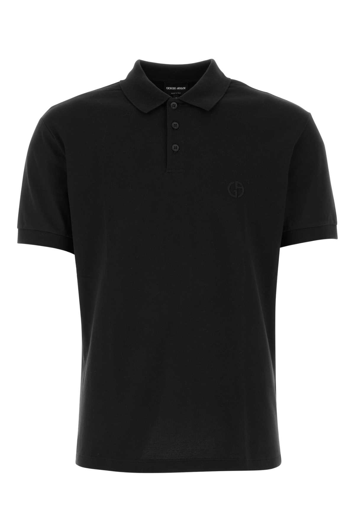 Black Stretch Piquet Polo Shirt