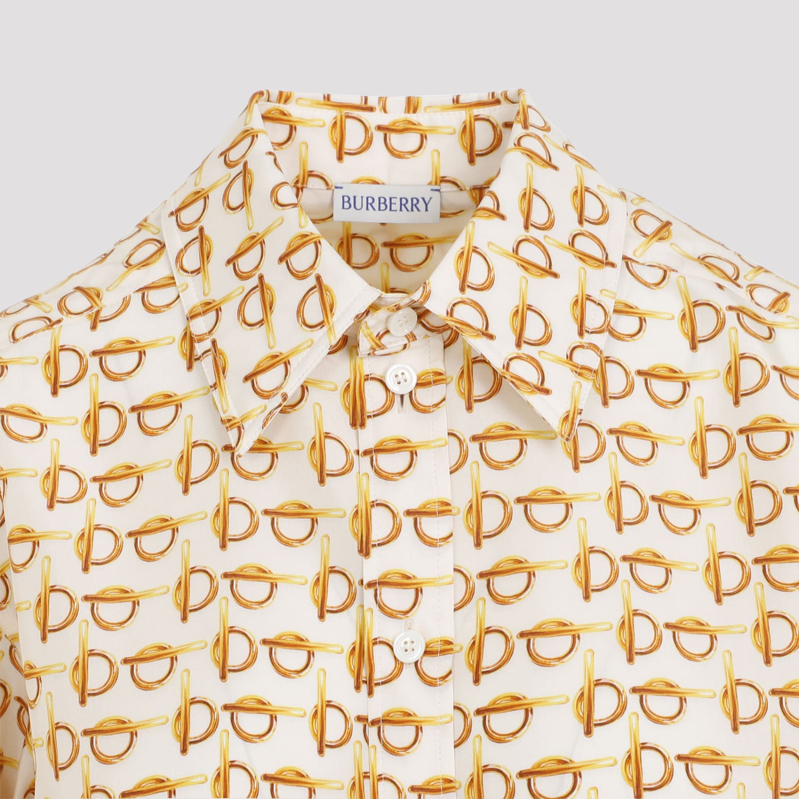 Shop Burberry Silk Shirt In Gold White