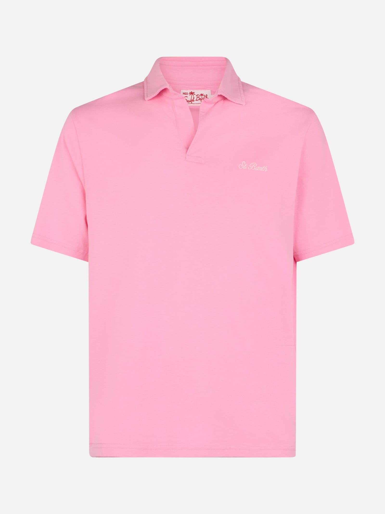 MC2 SAINT BARTH MAN PINK COTTON JERSEY POLO SHIRT BRIGHTON