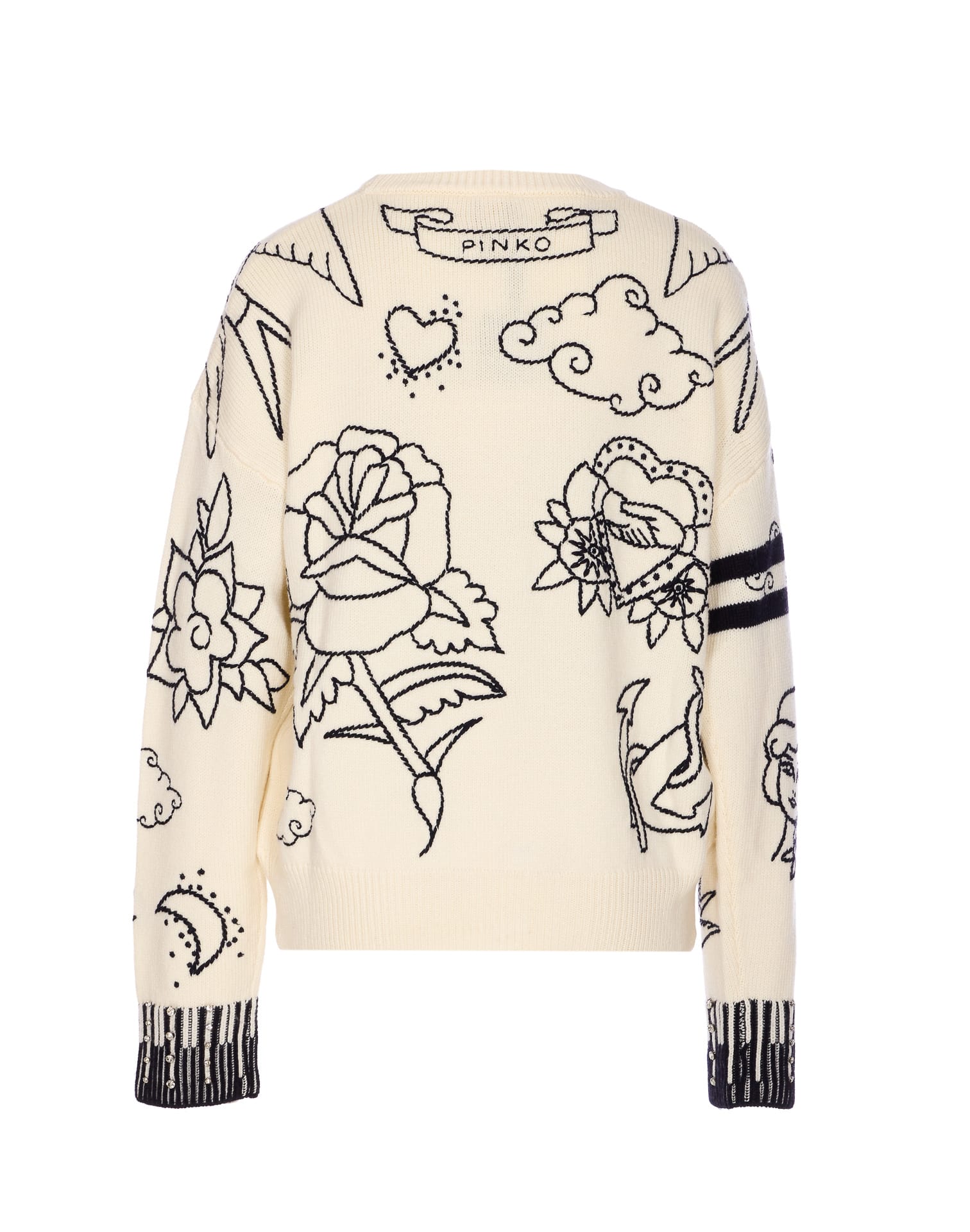 Pinko Patterned Crew-neck Sweater In Neutral