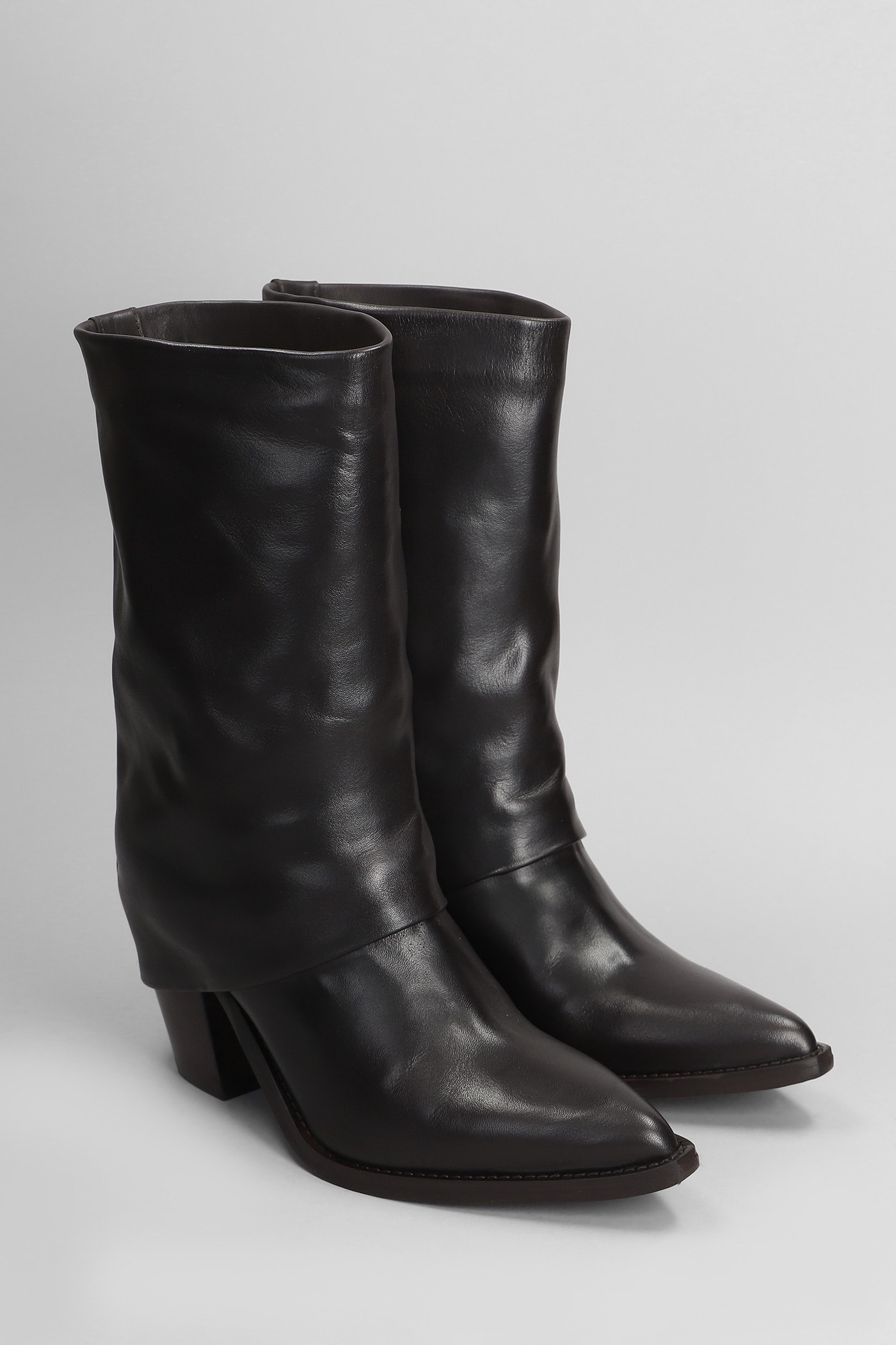 Shop Julie Dee High Heels Ankle Boots In Dark Brown Leather