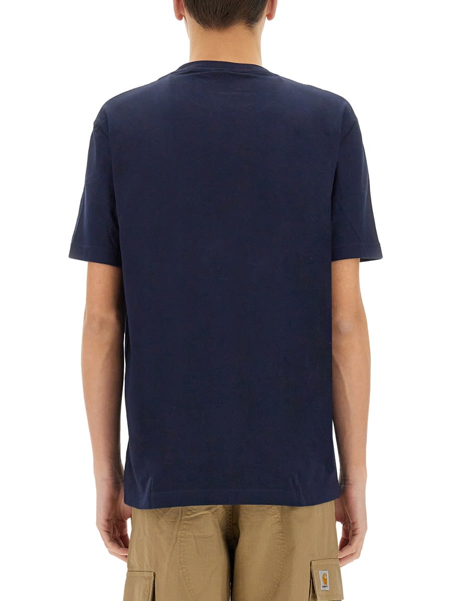 Lacoste Cotton T-shirt With Print In Blue