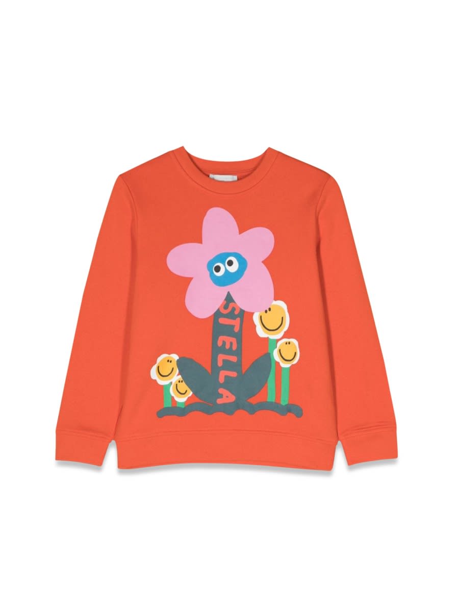 Shop Stella Mccartney Flower Crewneck Sweatshirt In Orange