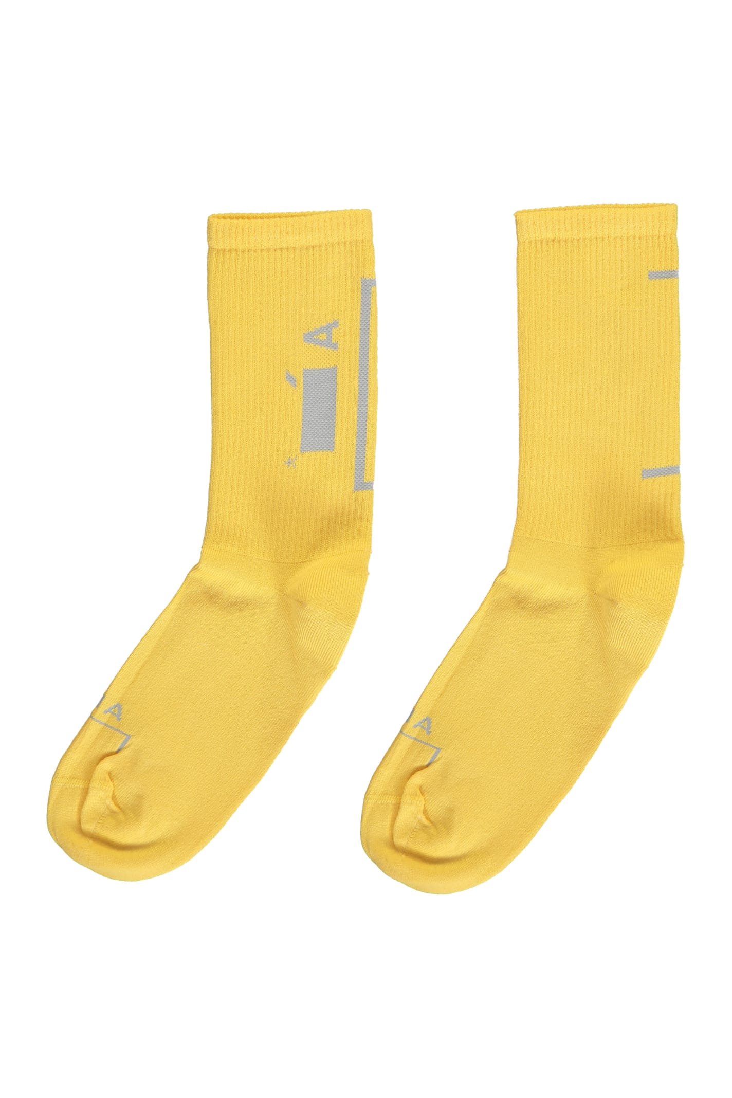 Shop A-cold-wall* Cotton Socks With Logo In Yellow