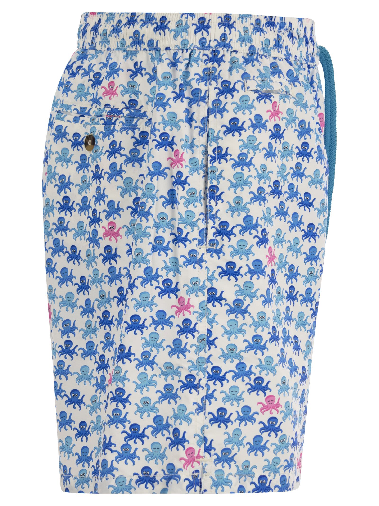 Shop Mc2 Saint Barth Lightweight Fabric Swim Boxer Shorts With Print In White