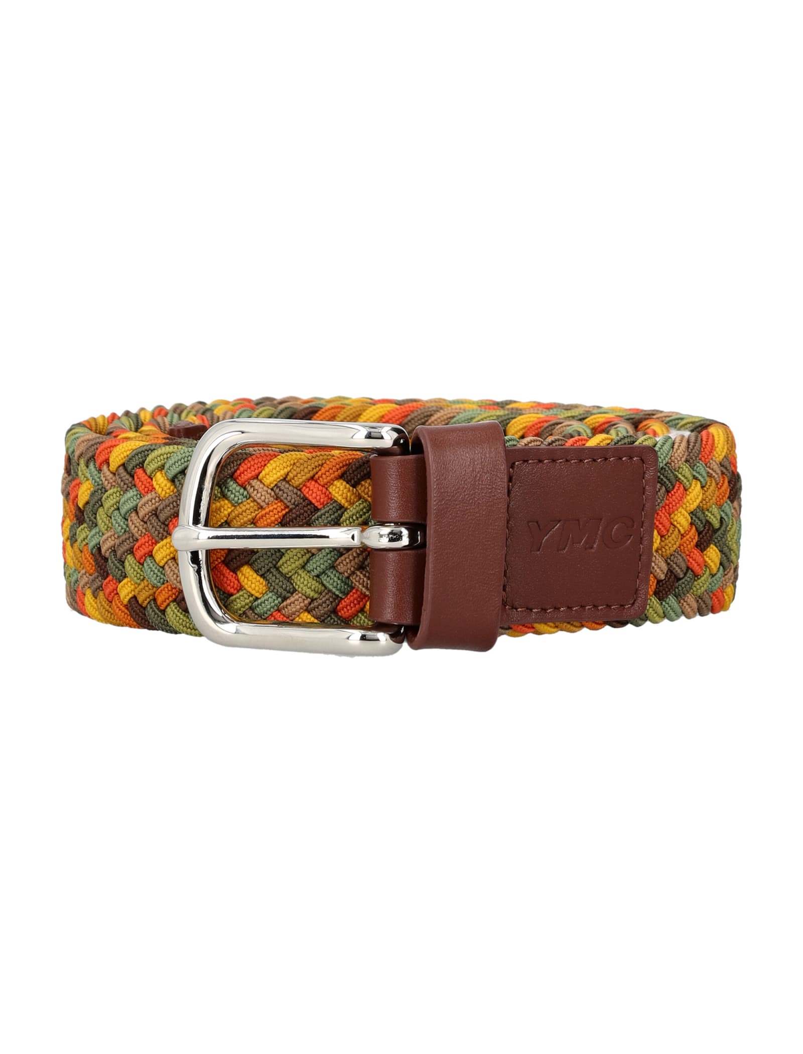 Shop Ymc You Must Create Braided Belt In Brown/yellow