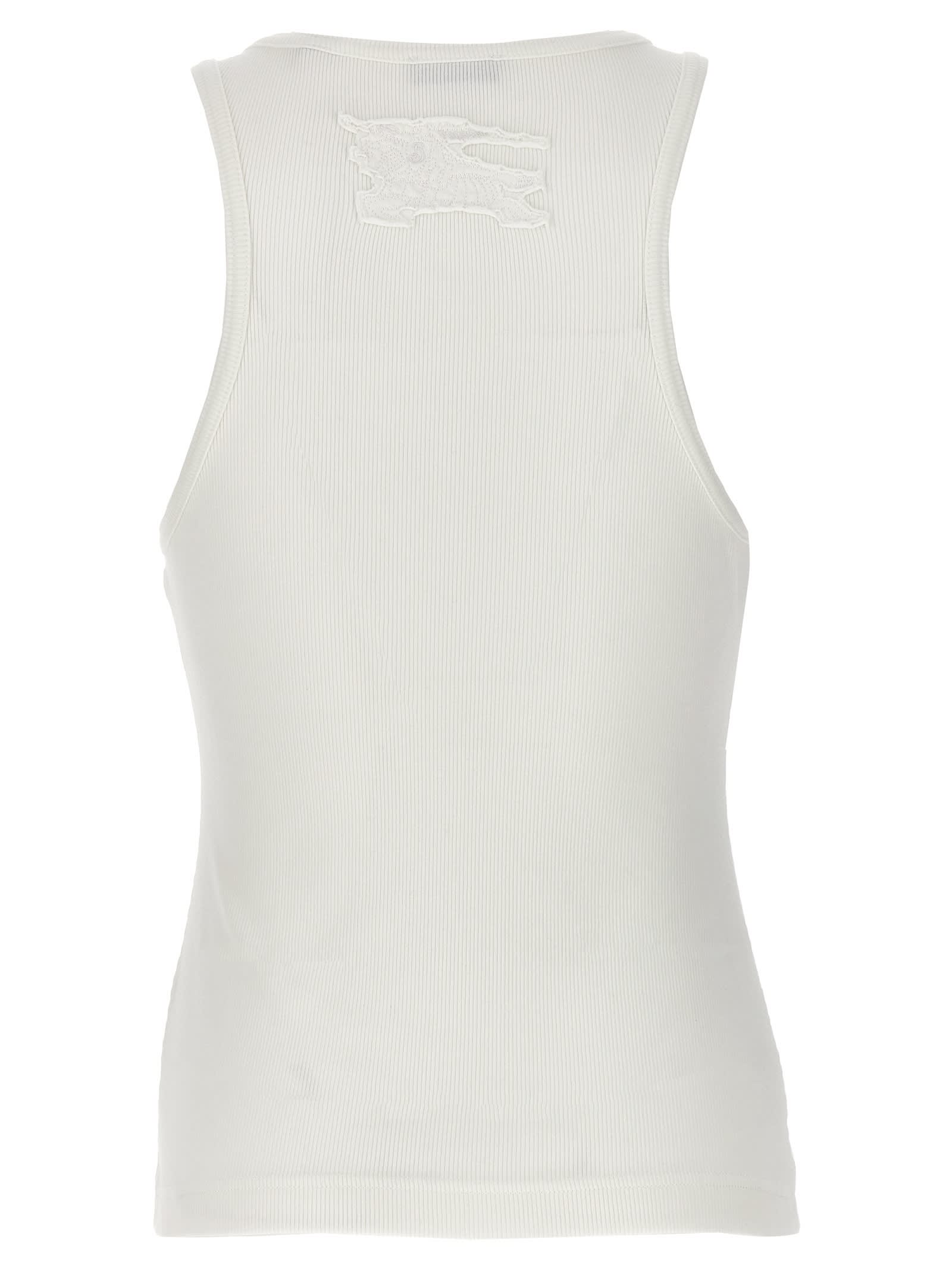 Shop Burberry Logo Embroidery Tank Top In White