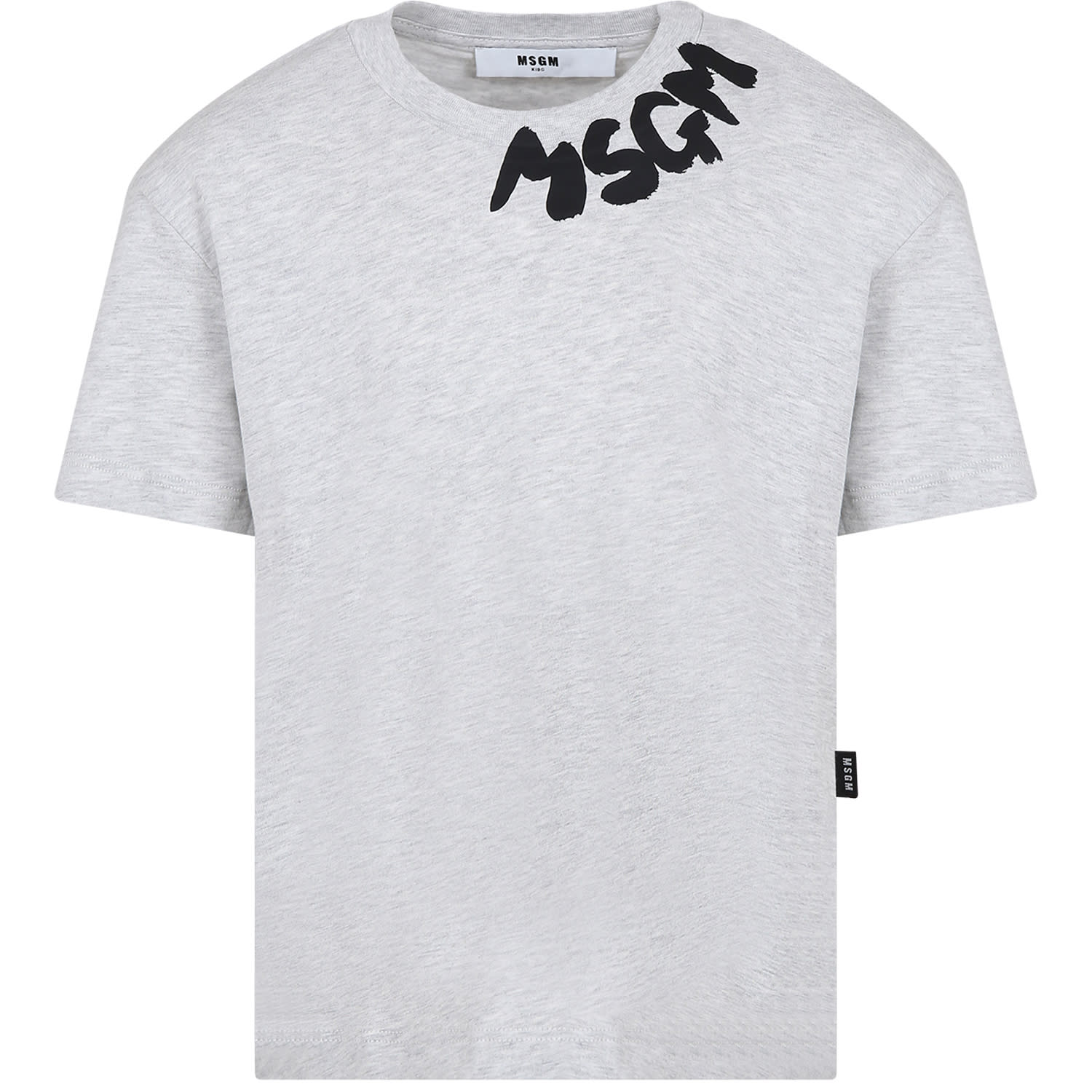 Msgm Grey Sweatshirt For Kids With Logo In Grigio Melange