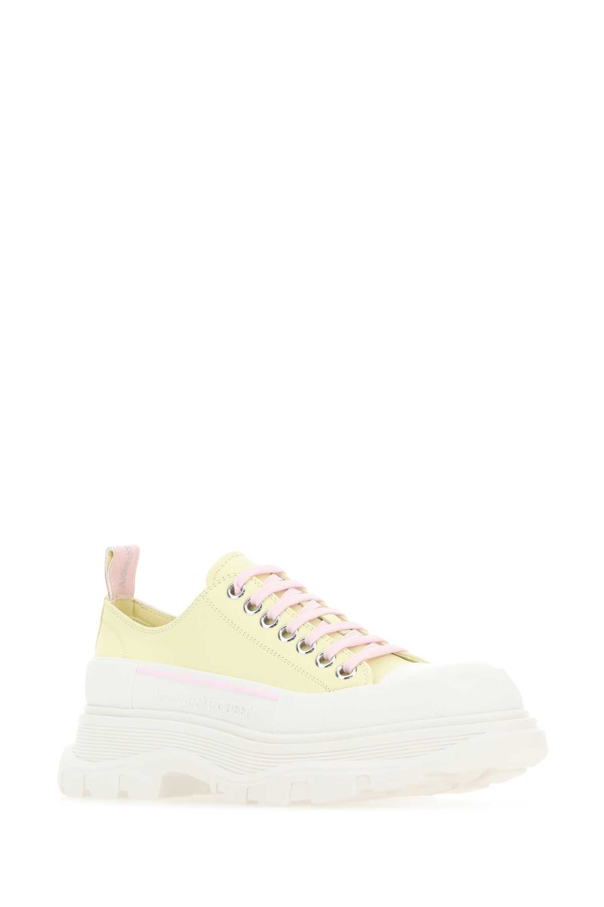 Alexander Mcqueen Pastel Yellow Leather Tread Slick Sneakers In 7157