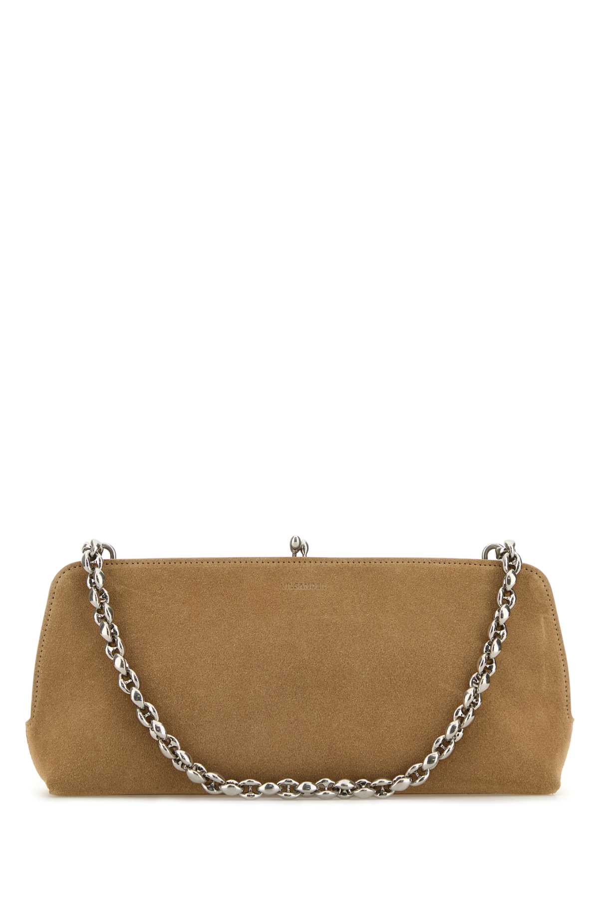 Shop Jil Sander Beige Suede Goji Shoulder Bag In Kaki