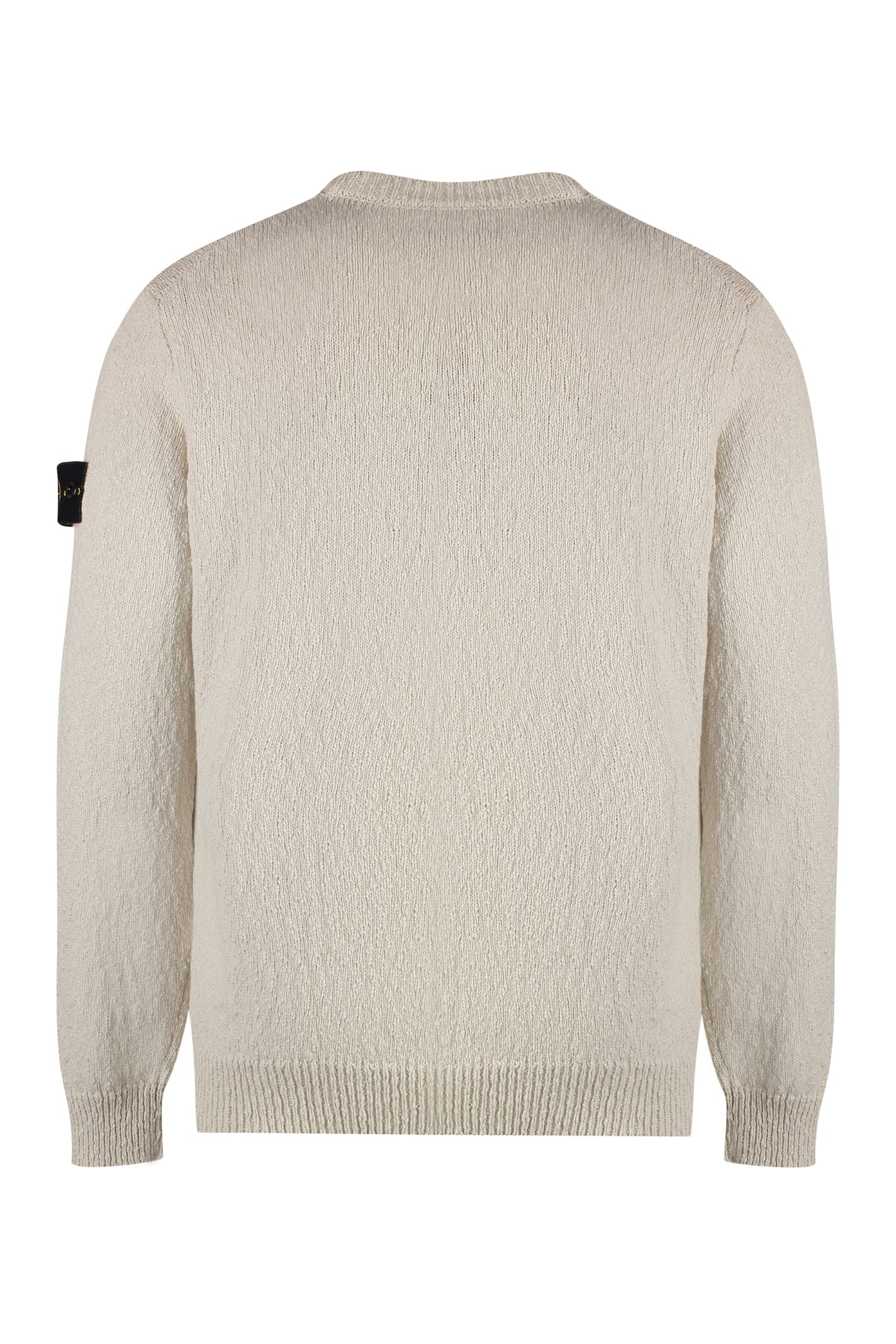 Shop Stone Island Cotton Blend Crew-neck Sweater In Ecru
