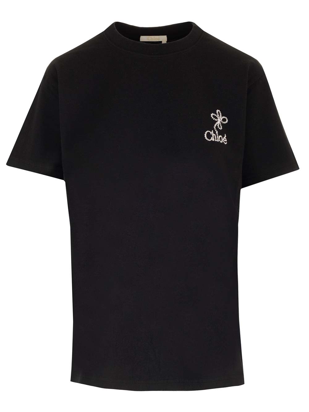 Shop Chloé Black T-shirt With Embroidered Logo