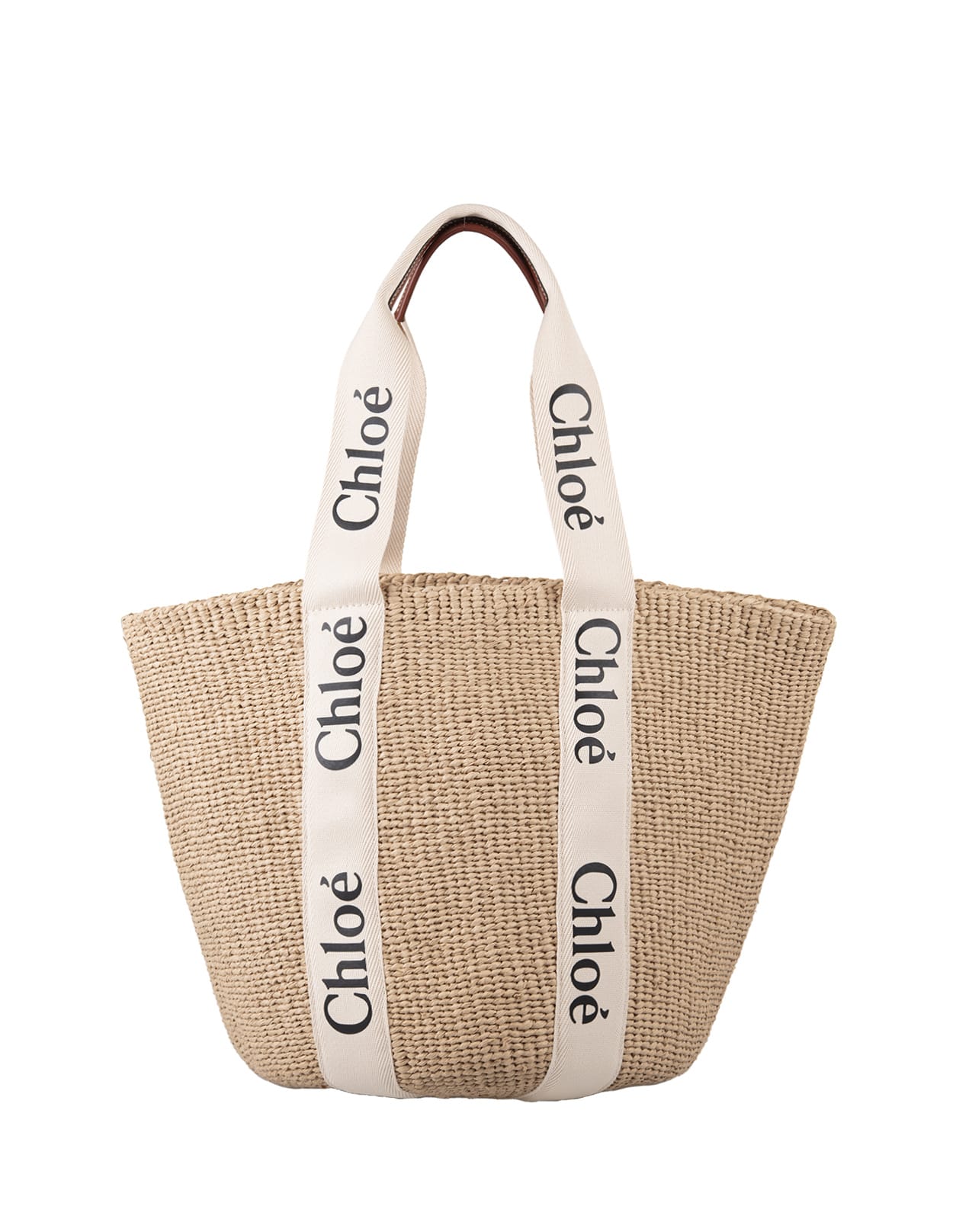 Chloé Woody Large Basket Bag In Raffia With Chloé Ribbons