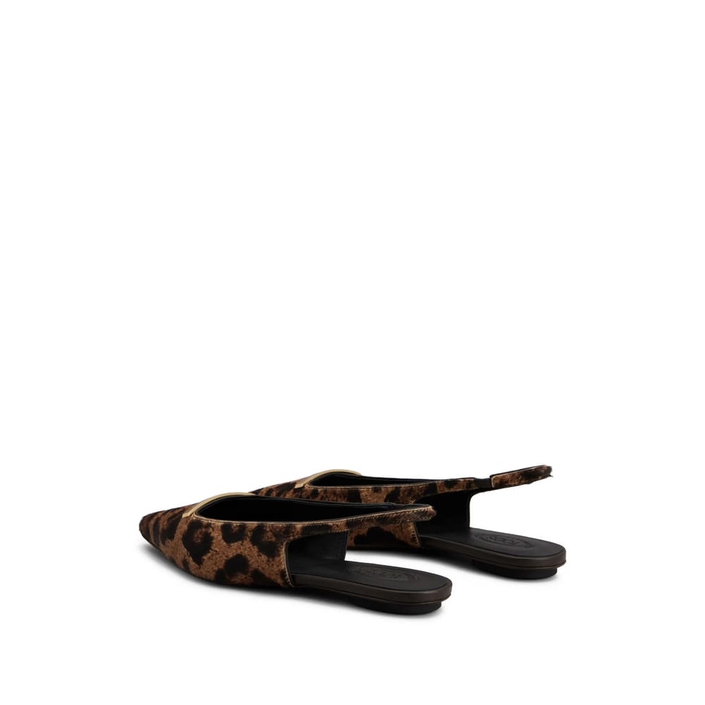 Tod's Embellished Leopard-print Calf Hair Slingback Flats In Animal Print