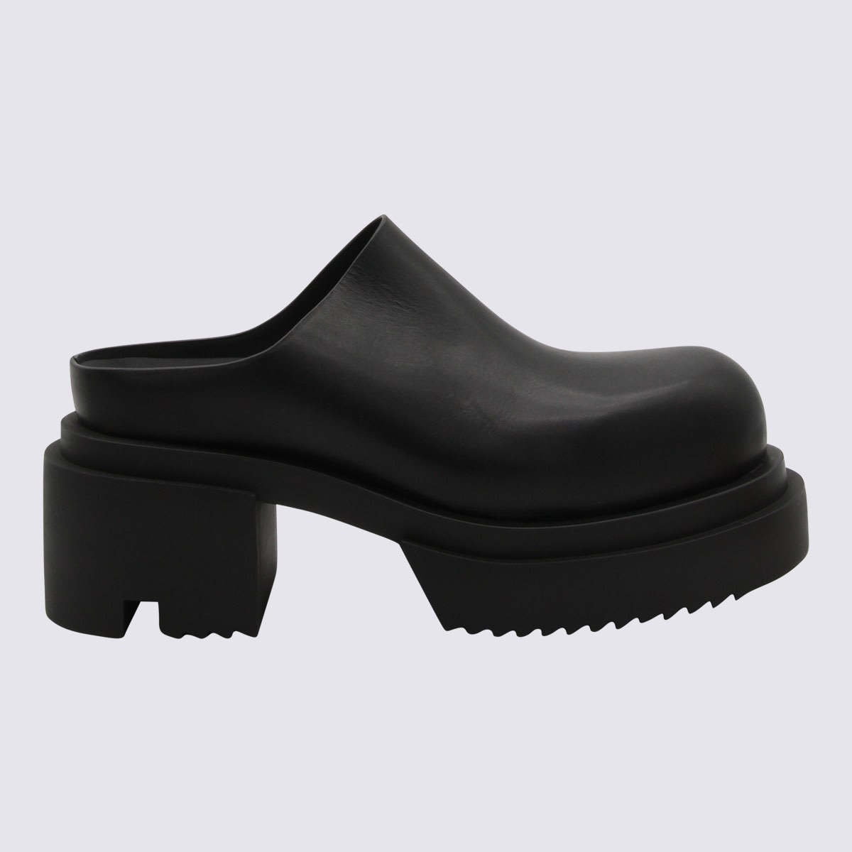Black Leather Bogun Slippers