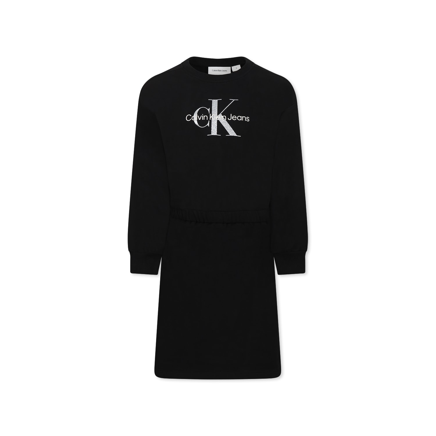 Calvin Klein Black Dress For Girl With Logo In Black