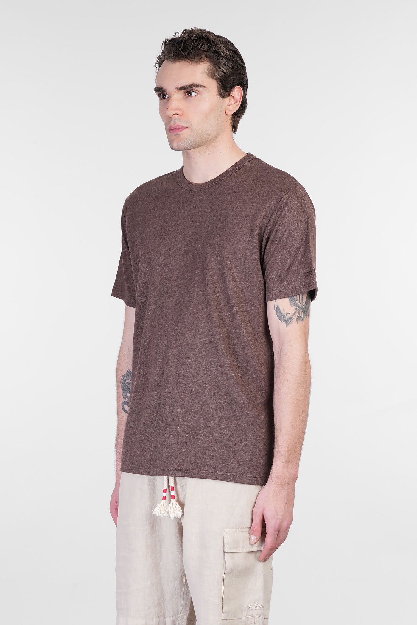 Mc2 Saint Barth Ecstasea N T-shirt In Brown Linen In Brown