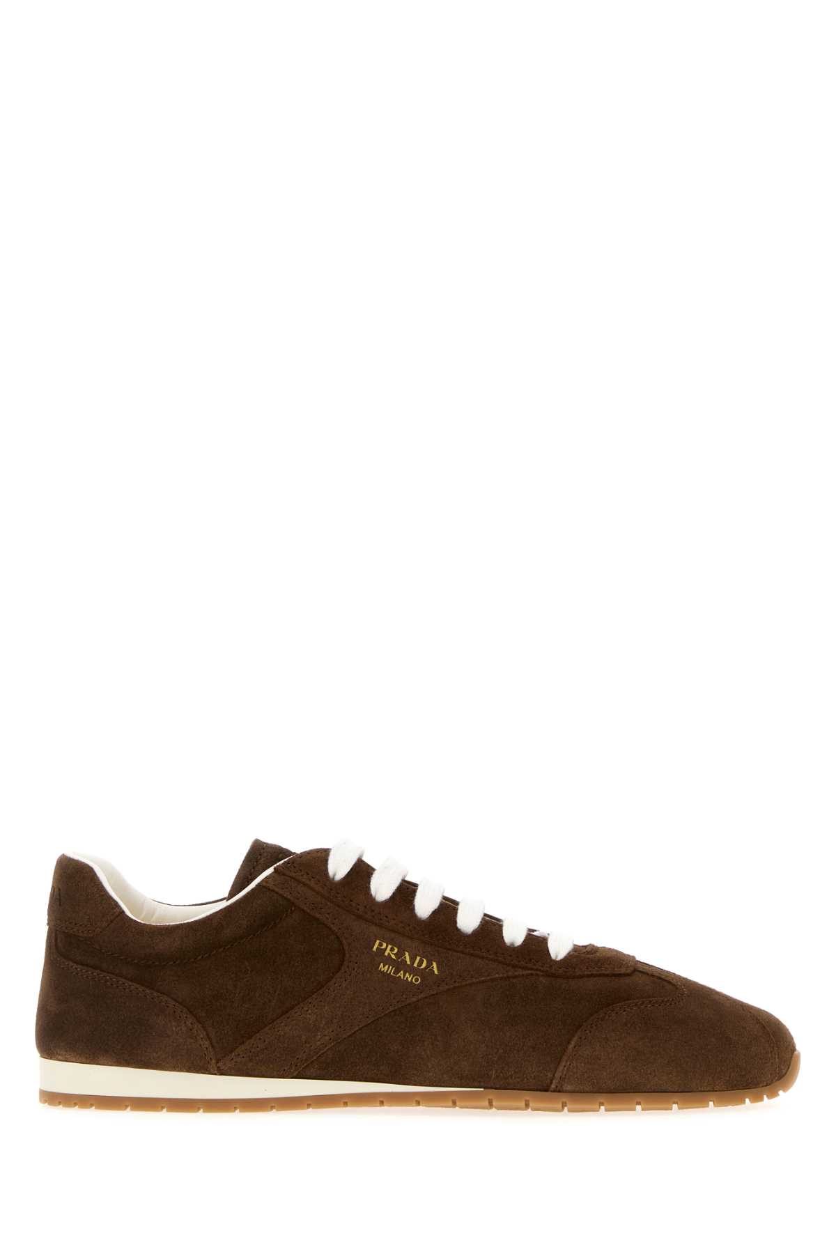 Prada Suede Sneakers Rubber Sole In Brown