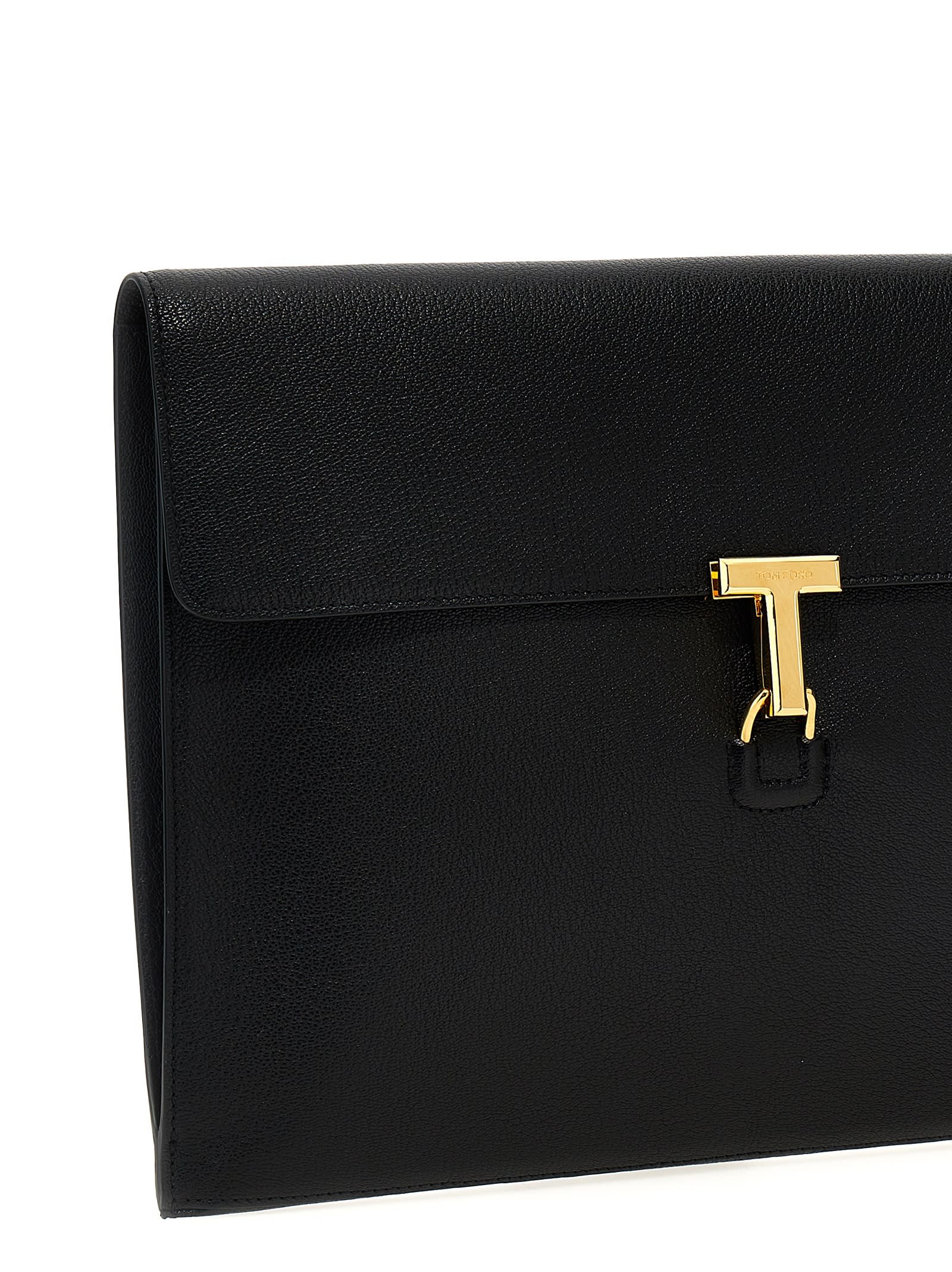 Shop Tom Ford Monogram Logo Clutch In Black