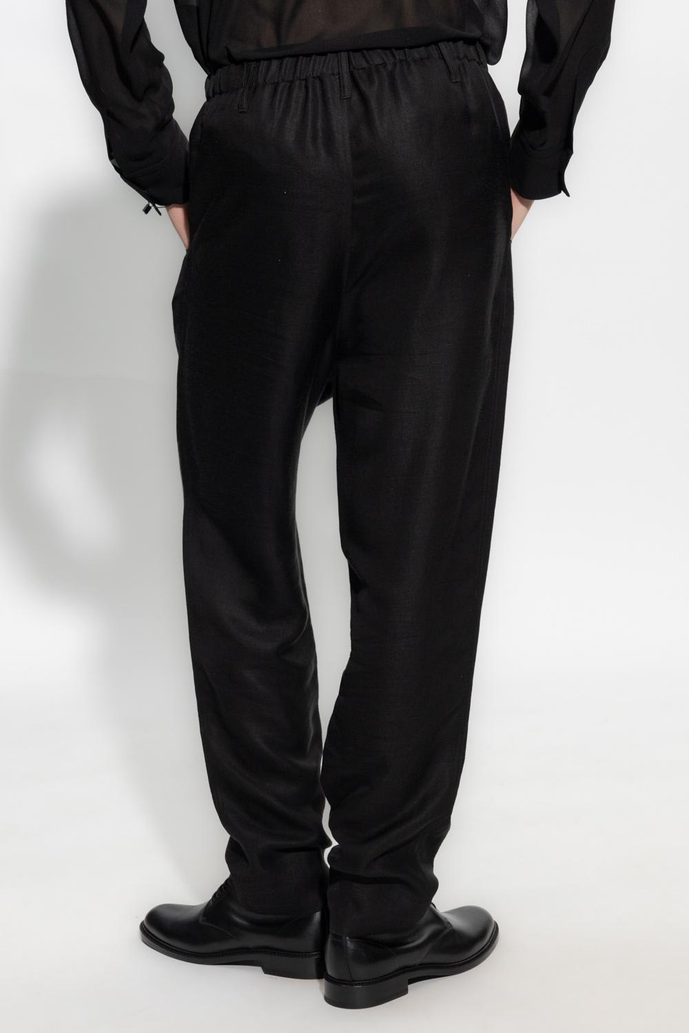 Saint Laurent Tapered Shell Trousers In Black