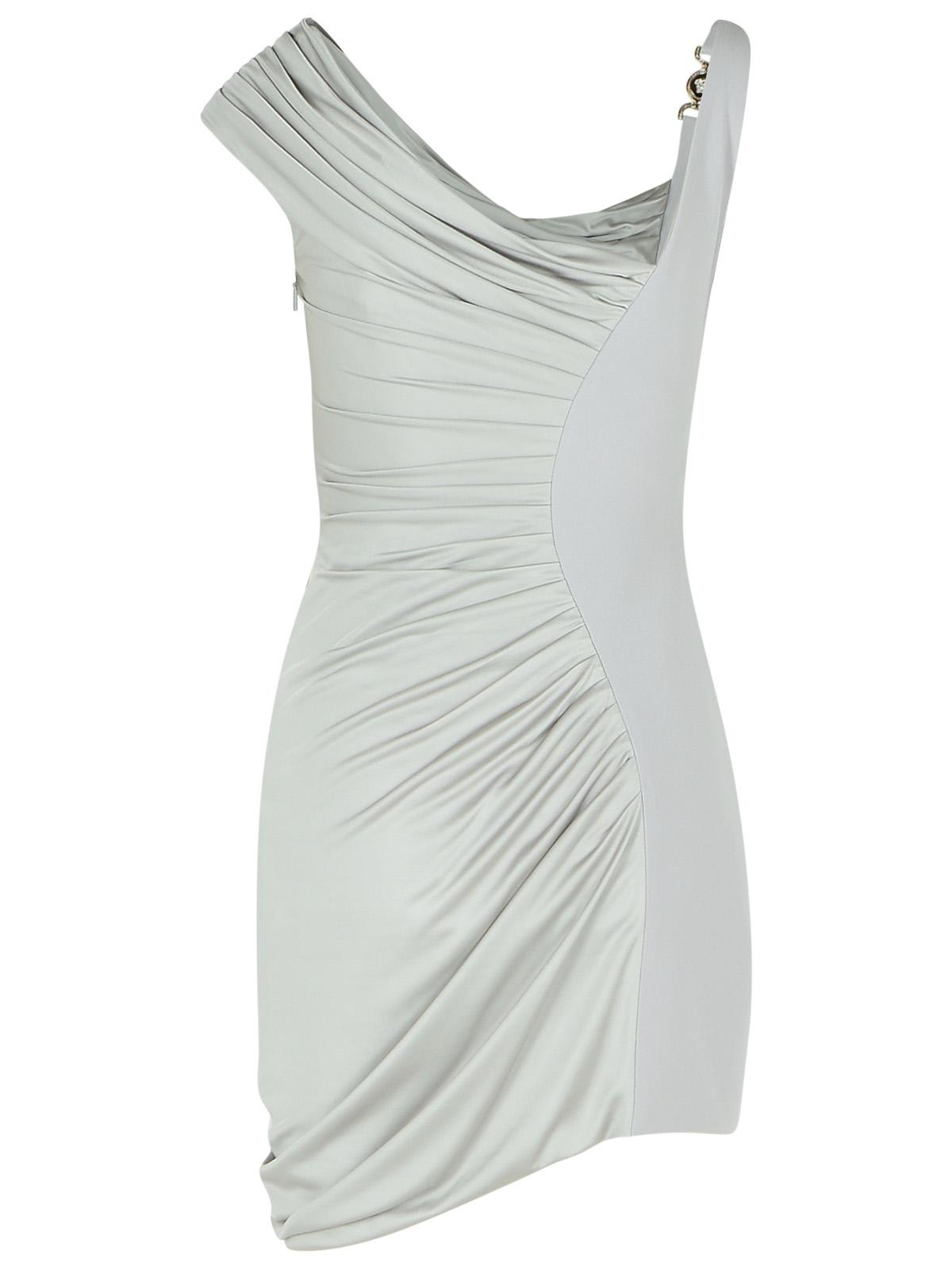 Versace Coktail Silver Viscose Dress In Silver