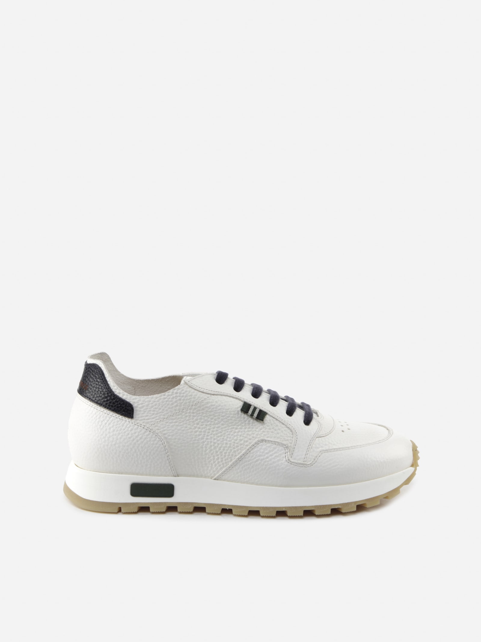 Green George White Leather Sneakers