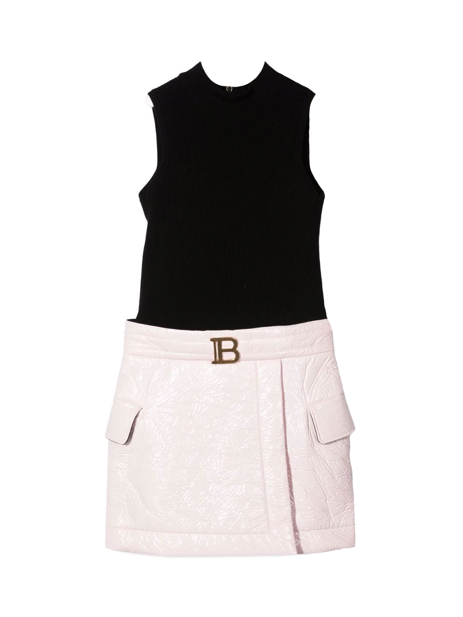 Balmain Midi Dress With Color-block Design