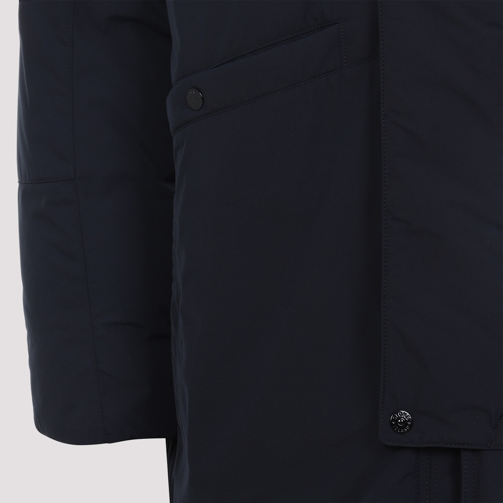 Stone Island Tech Fabric Hooded Parka In Black
