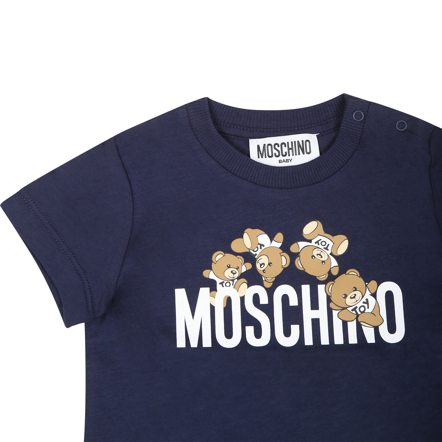 Shop Moschino Blue T-shirt For Baby Boy With Teddy Bear And Logo