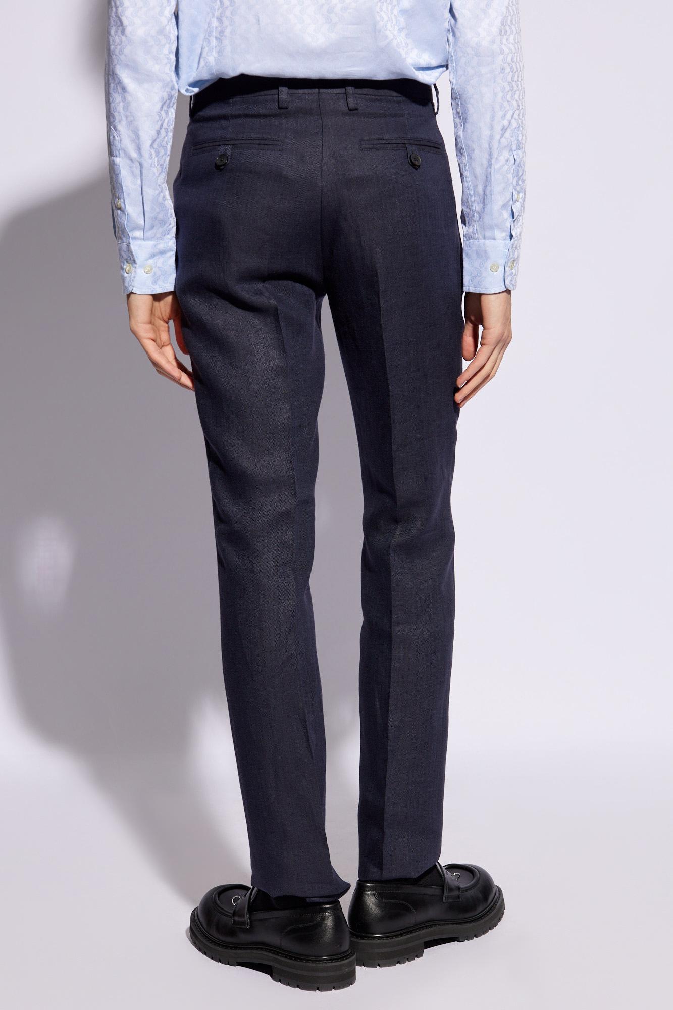 Shop Etro Linen Pleat-front Trousers