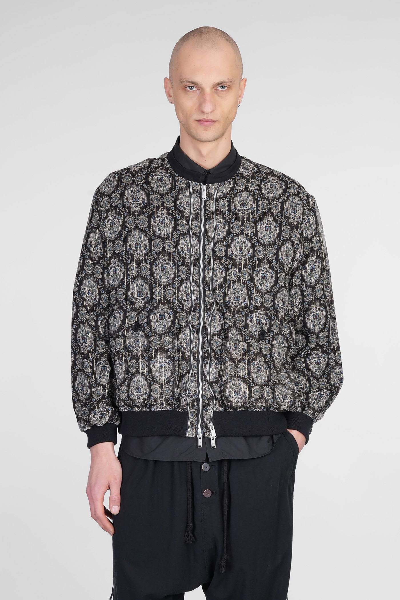 Undercover Casual Jacket In Multicolor Silk In Black