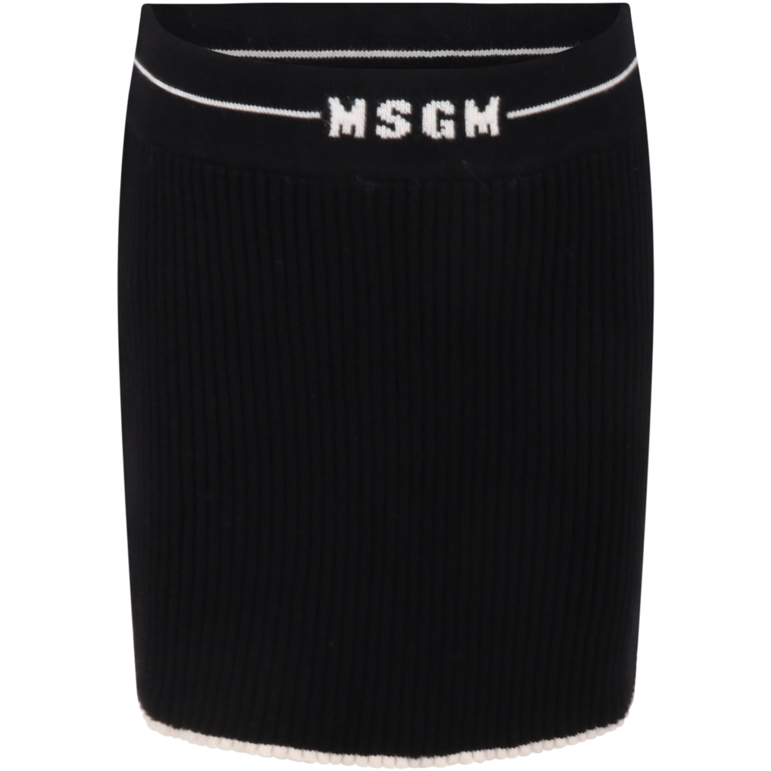 MSGM Black Skirt For Girl With Logos
