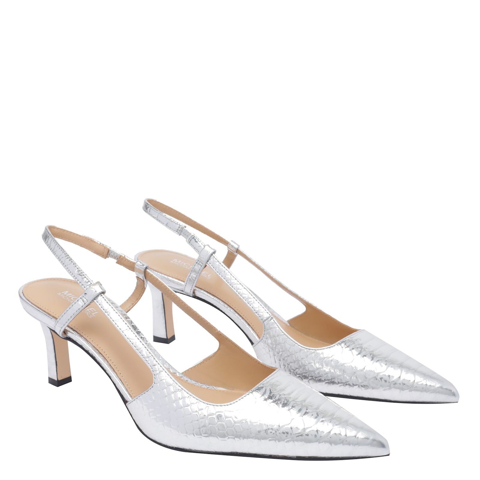 Michael Michael Kors Alora Metallic Snake Embossed Leather Slingback Pump