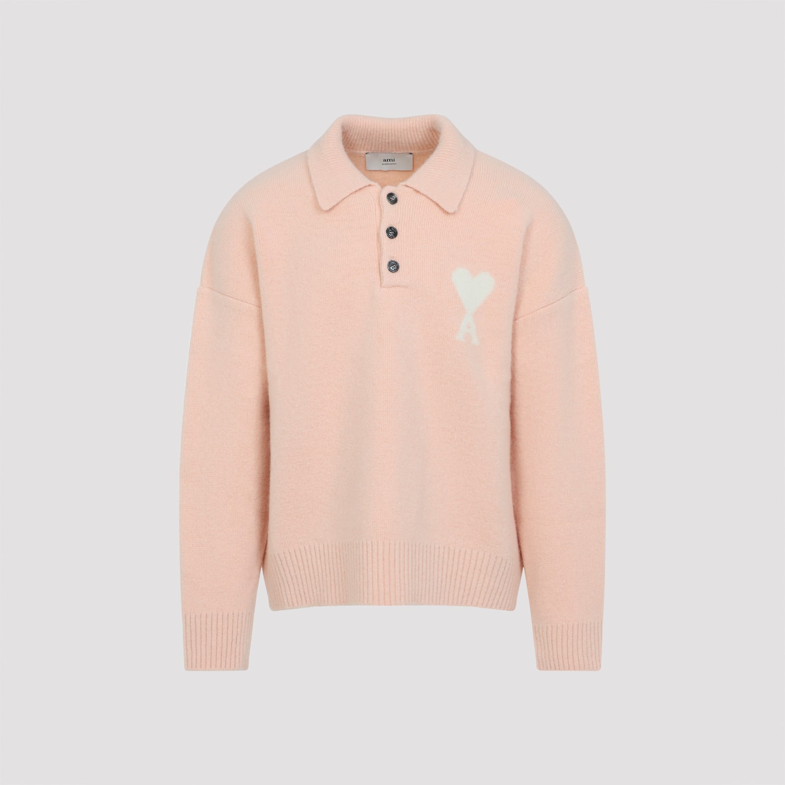 Ami Alexandre Mattiussi Ami Paris Powder Pink Ami De Coeur Polo Sweater Men In Orange
