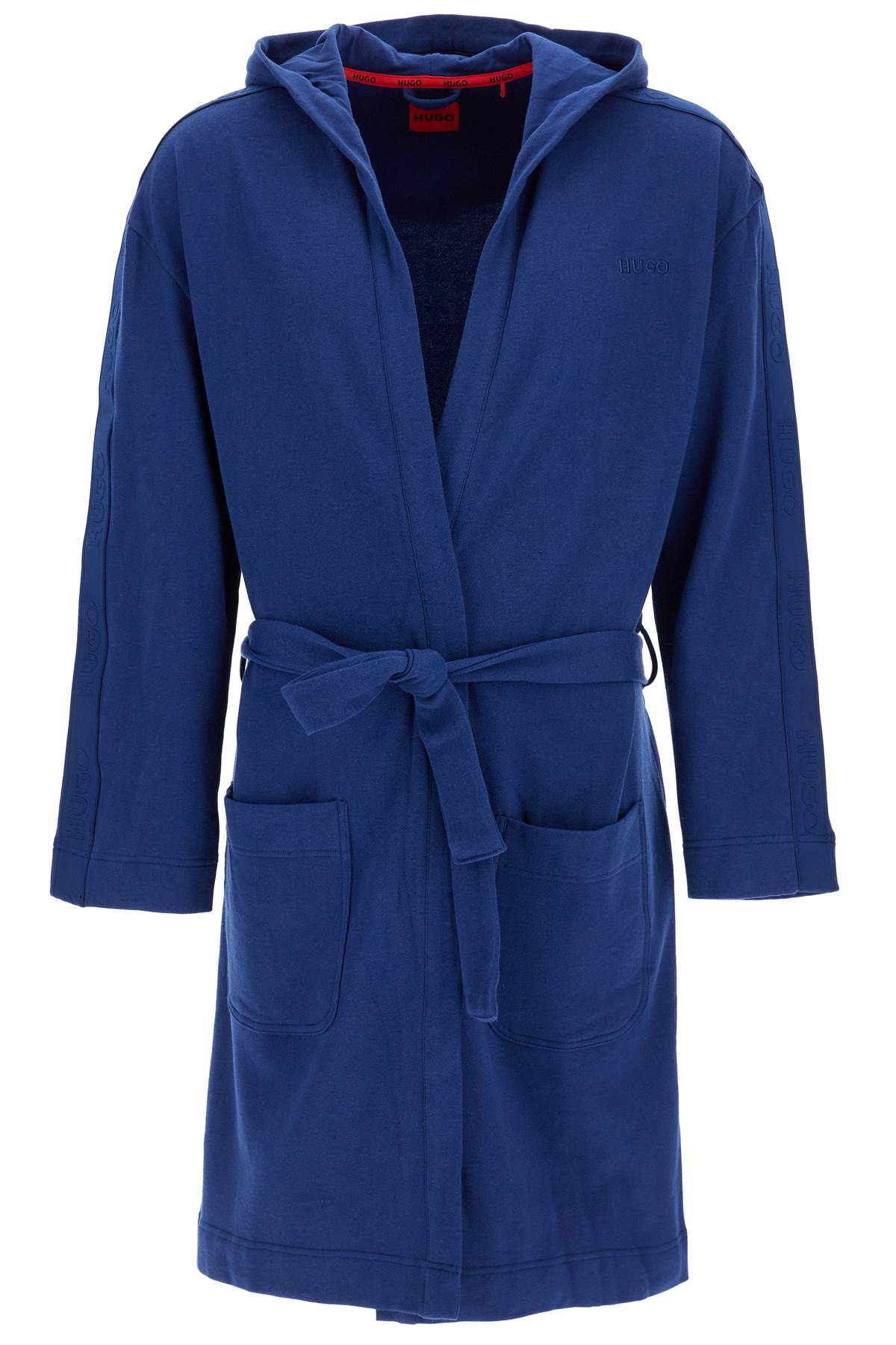 Mens Dark Blue Hooded Bathrobe