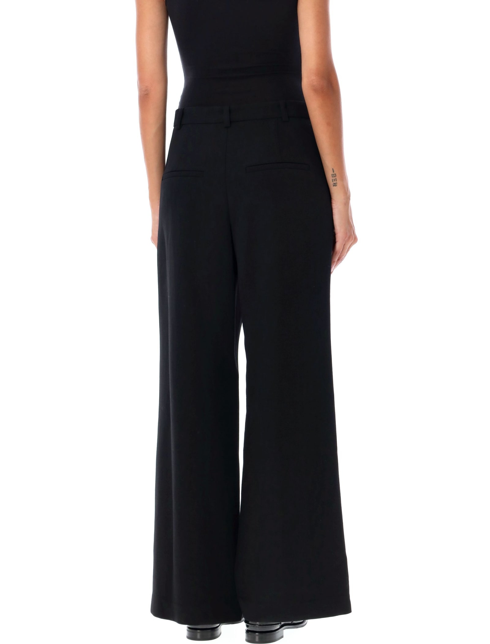 Shop Low Classic Wide Wool Trousers In Black