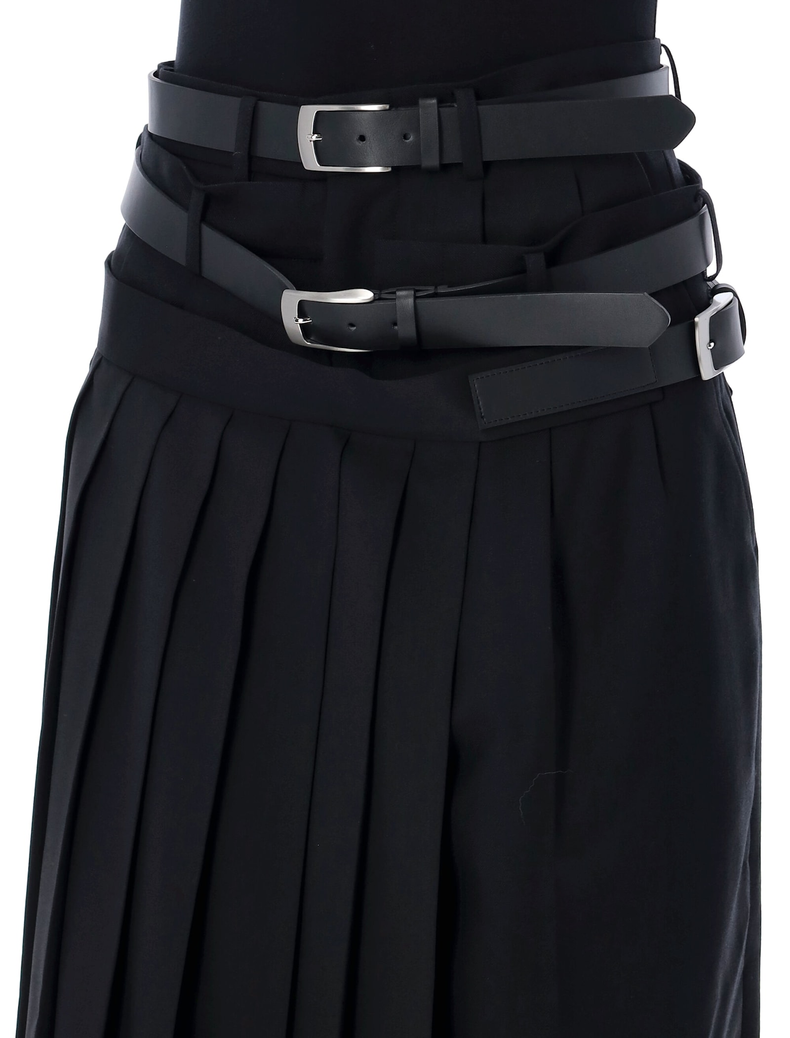 Shop Junya Watanabe Belted Pleated Pants In Black Black