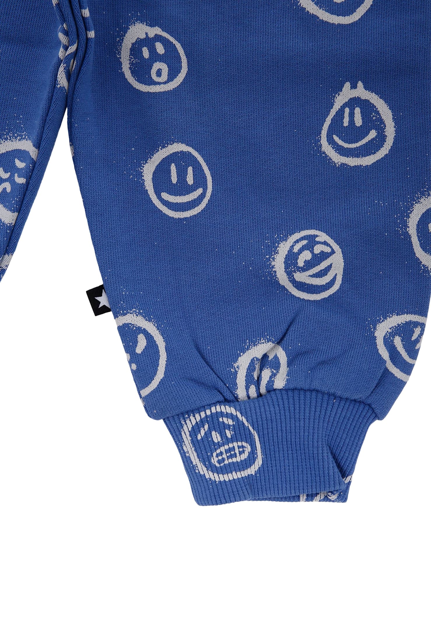 Molo Blue Trousers For Baby Boy With Smiley In Blue